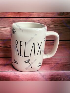 NEW Rae Dunn RELAX Mug with Dandelion Accents Teacher Graduation Father's Day